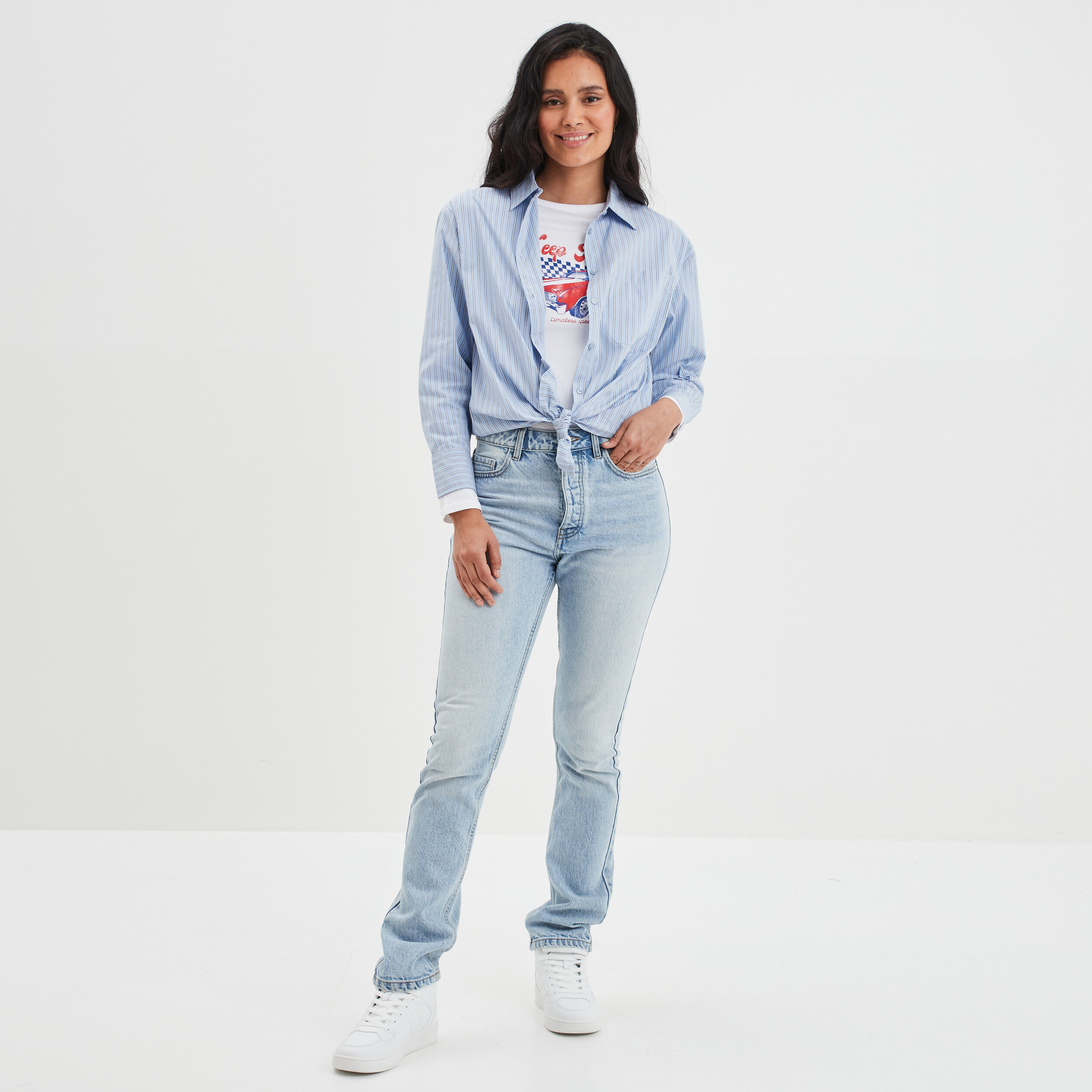 Jeans slim 5 poches Creeks denim double stone femme | La Halle