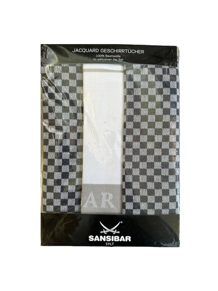 Sansibar 3-teiliges Set: Geschirrtuch Set in Anthrazit/Natur günstig kaufen 50 x 70 cm