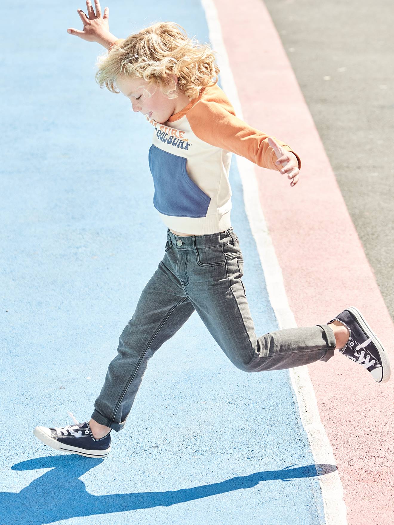 Vertbaudet Die UNVERWÜSTLICHE, robuste Jungen Jeans, Straight-Fit - grau