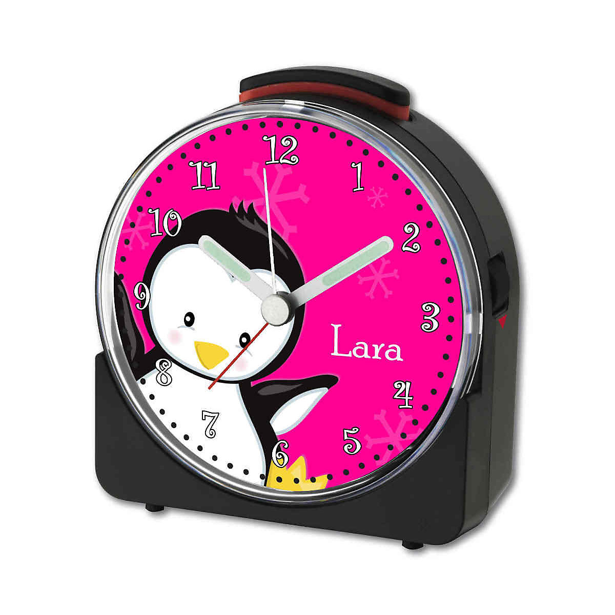 Kinder Funkwecker weiß personalisiert mit Namen Pinguin