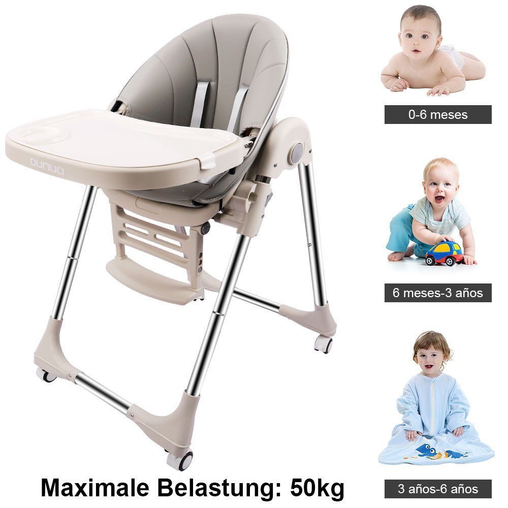 OUNUO Hochstuhl Baby Kindersitz Verstehllbar und Klappbar Kinderstuhl