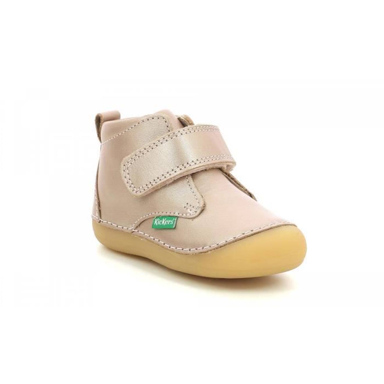 Basket Scratch Cuir Enfant Sabio rose