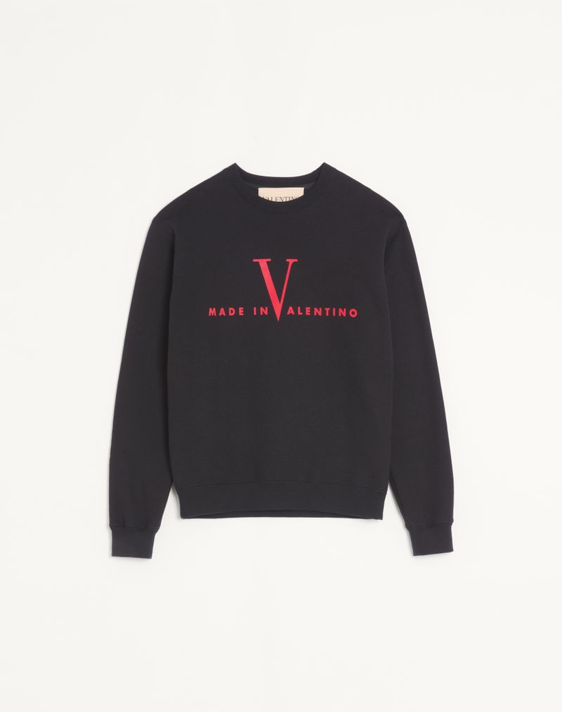 Valentino sweatshirt med rund hals og print i bomuld med Made In Valentino-print