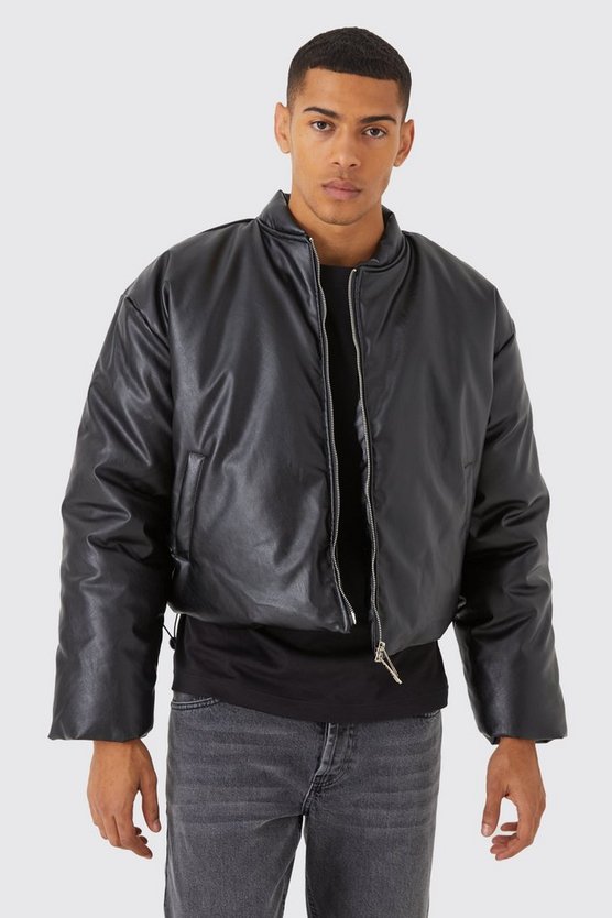 Kastige PU-Steppjacke
