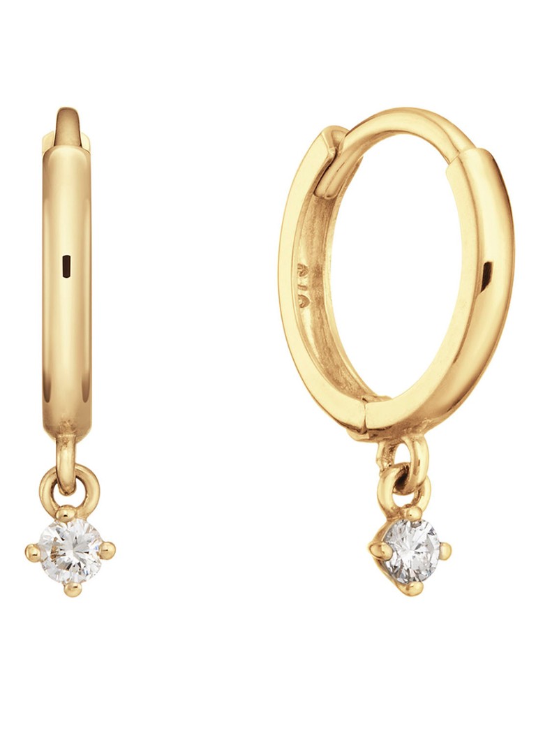 Jackie 14K Gold Shining Star hoop earrings made of 14 carat yellow gold