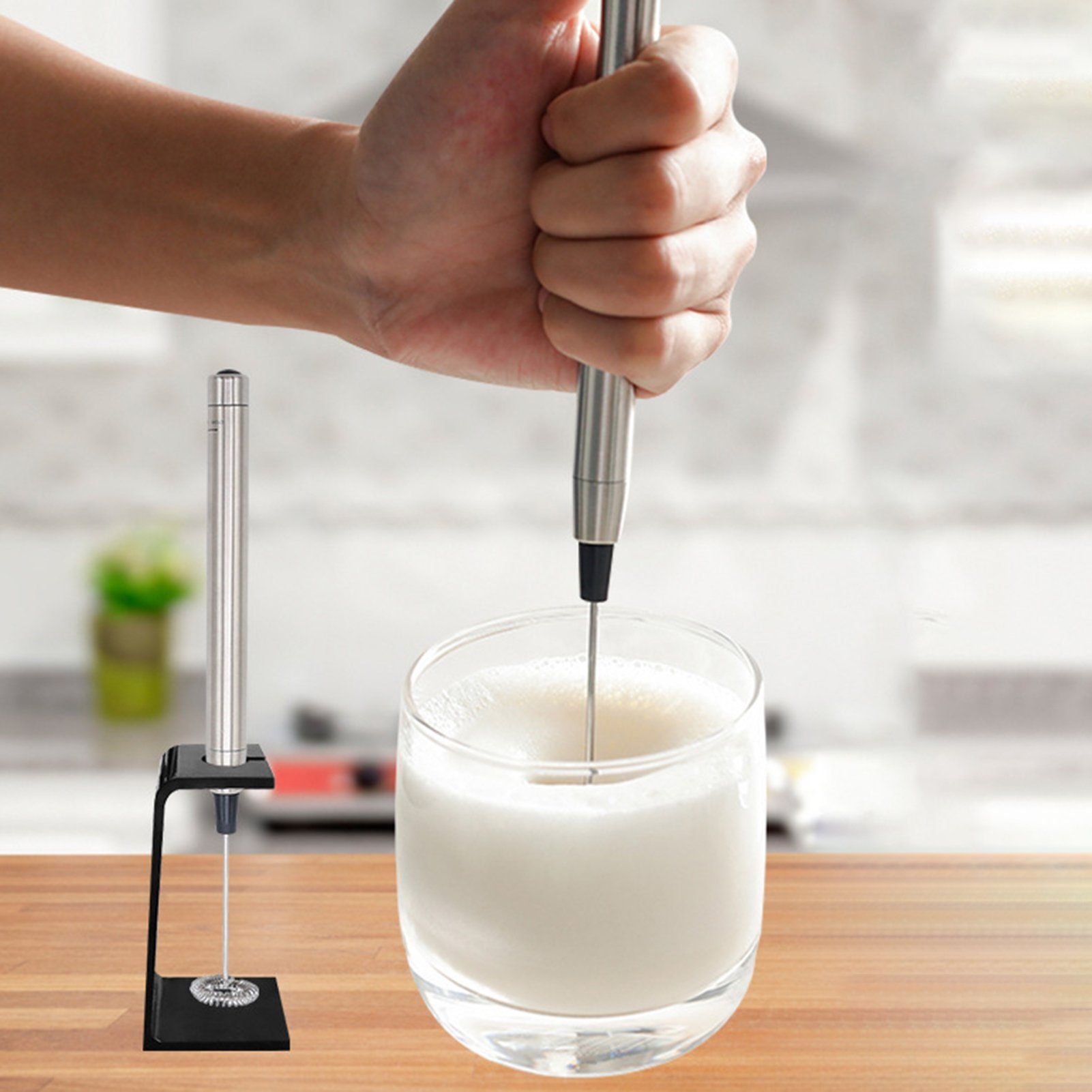 farfi Milchaufschäumer Milchaufschäumer Eierschläger Handmixer aus Edelstahl,Stab