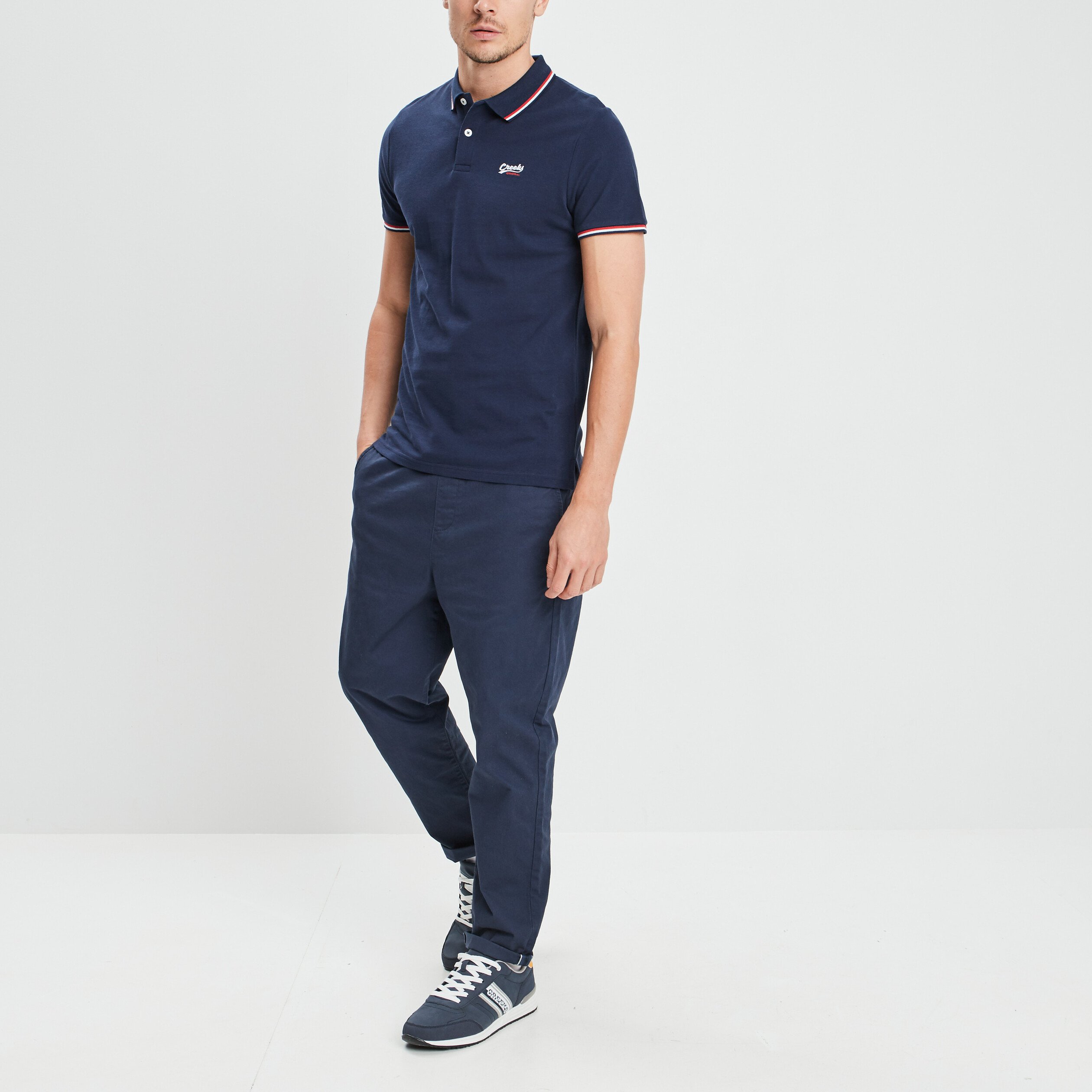 Polo avec broderie poitrine Creeks bleu marine homme | La Halle