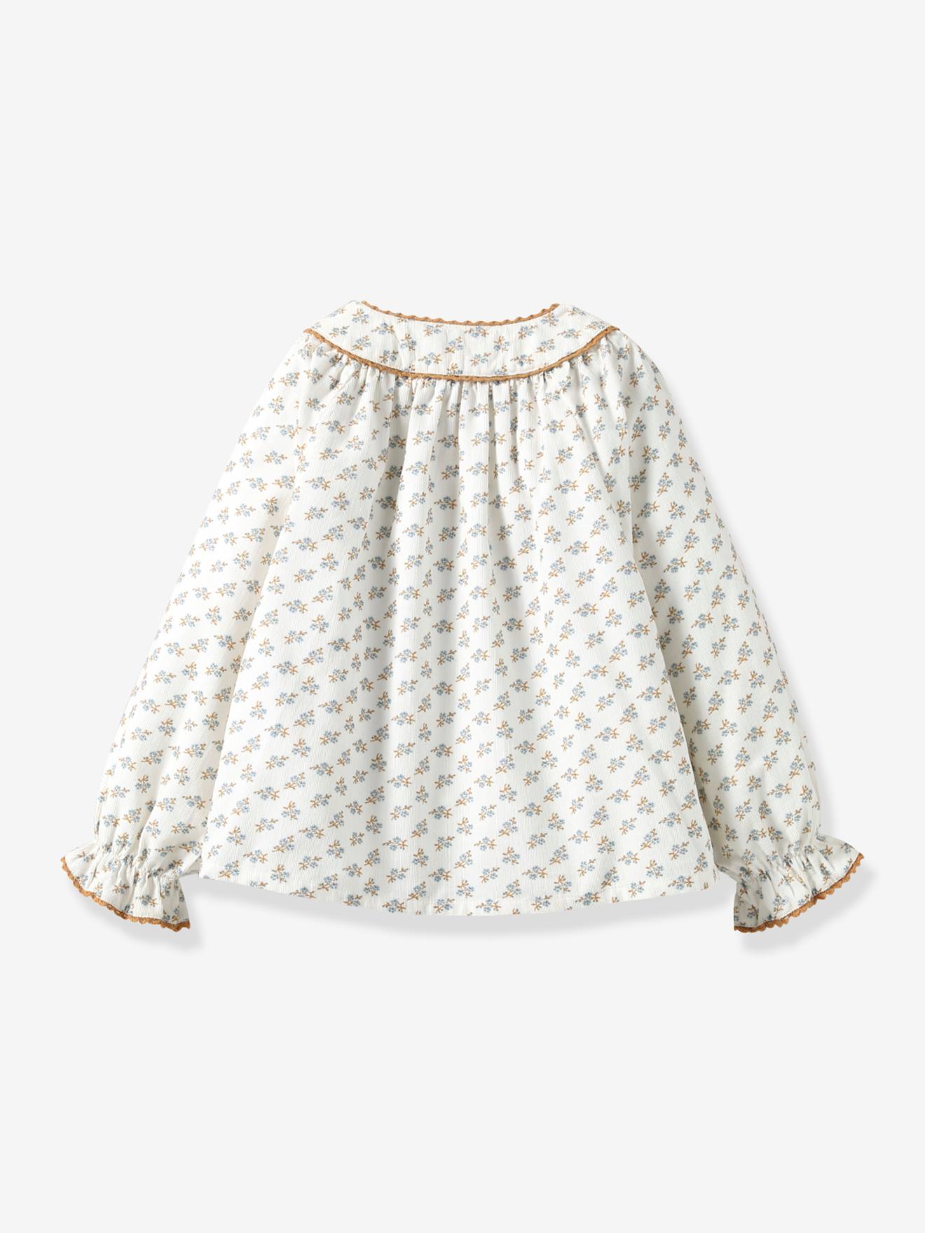 Cyrillus Mädchen Cordbluse CYRILLUS mit Print Kate - blau bedruckt