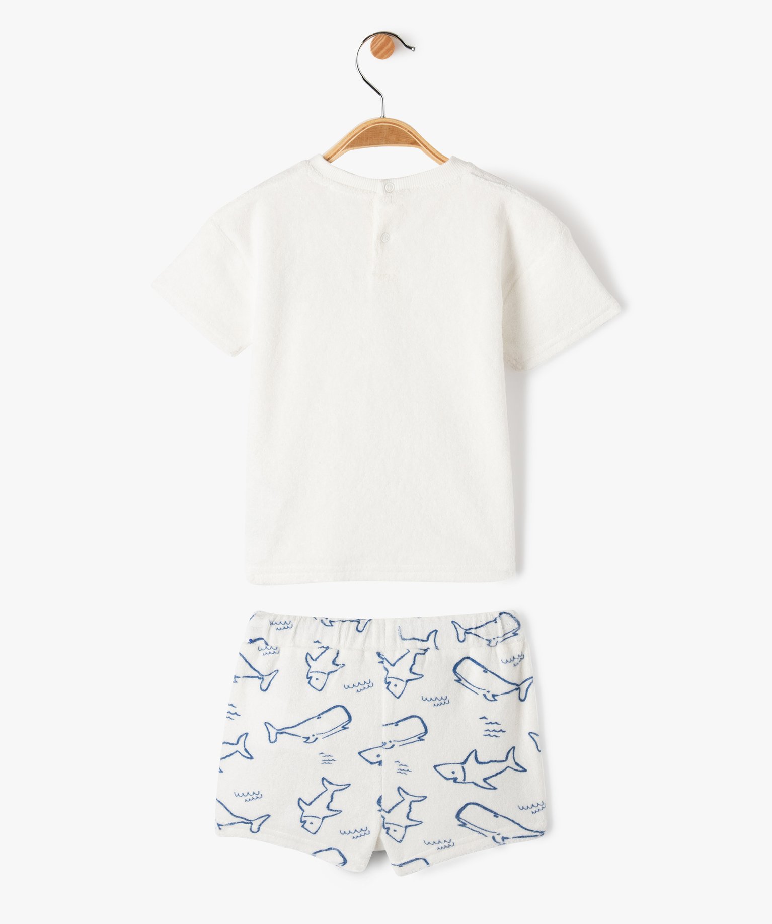 Ensemble bébé Garçon 2 pièces : short + tee-shirt en ép... blanc | GEMO