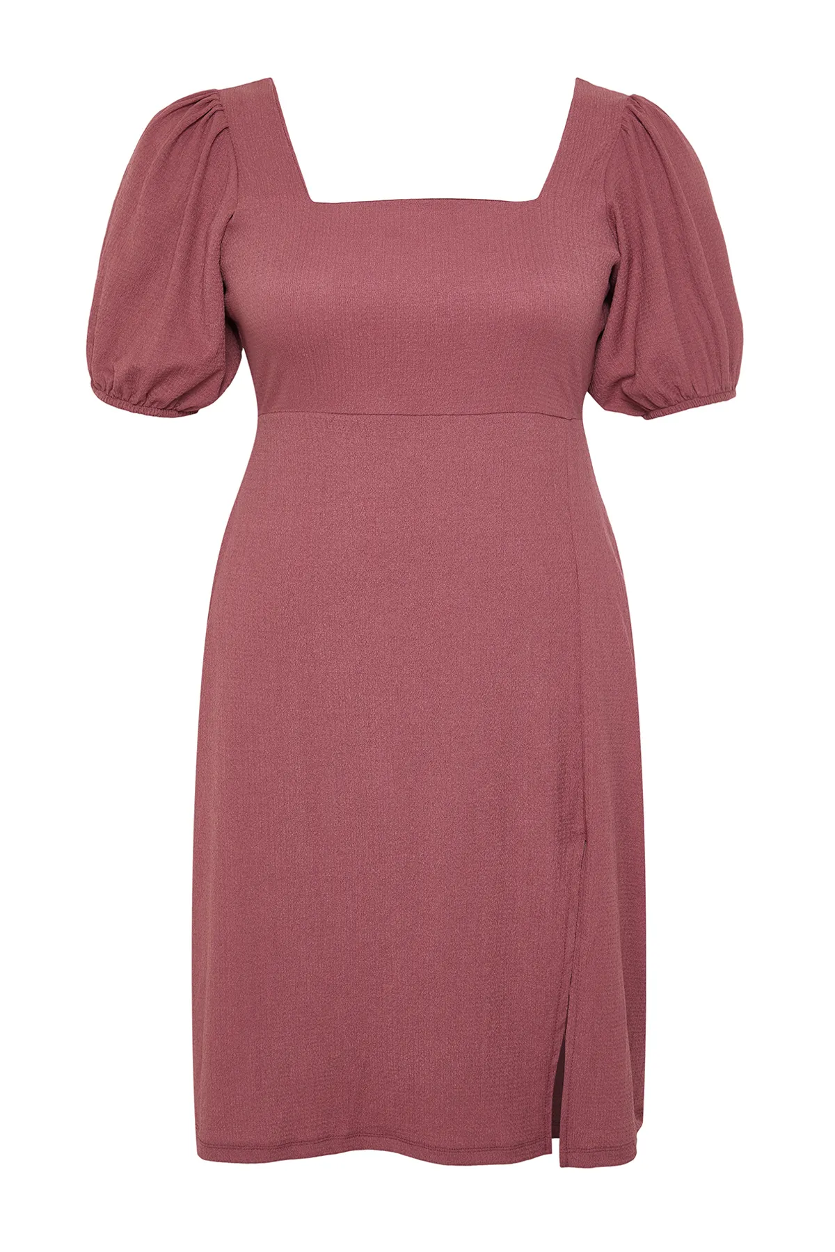 Trendyol Curve  Pflaumenfarbenes Strickkleid mit Schlitz TBBSS23AH00280