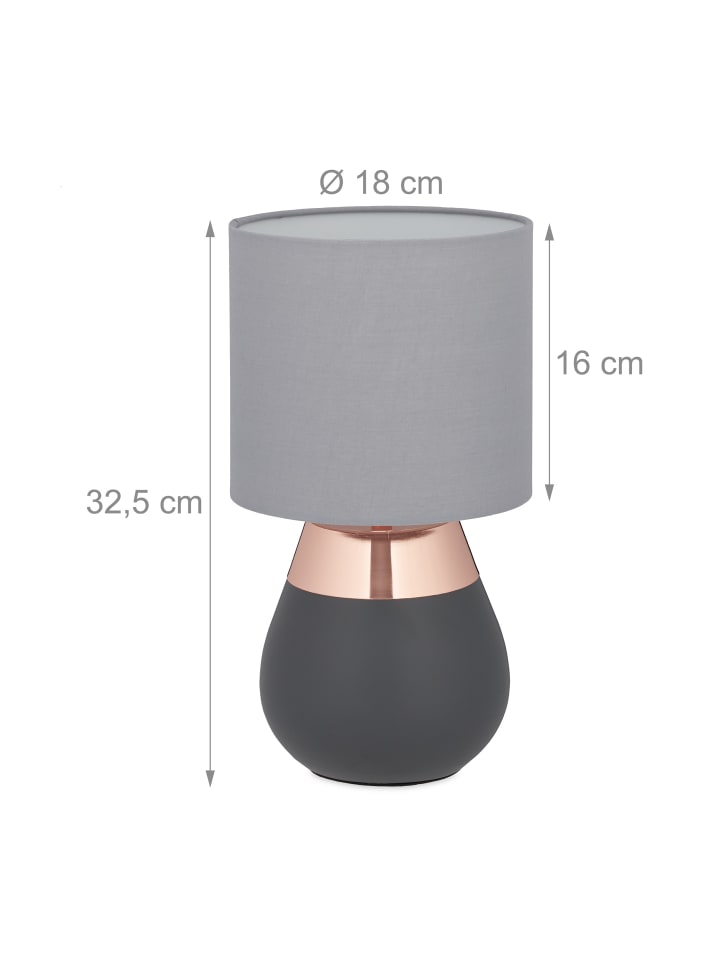 relaxdays Nachttischlampe in Grau/Kupfer - (H)32,5 x Ø 18 cm günstig kaufen onesize
