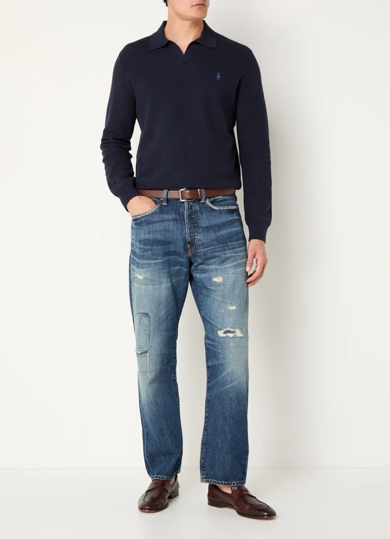 Jeansy Ralph Lauren z prostą nogawką i przetarciami.