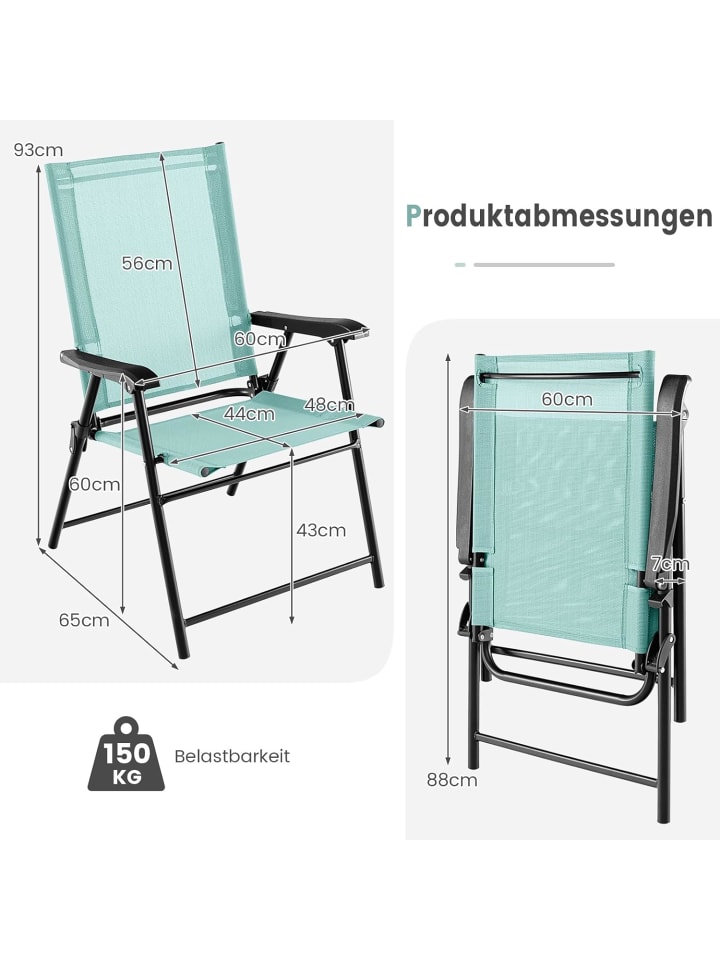 COSTWAY 4er Set Gartenstühle in Türkis günstig kaufen onesize