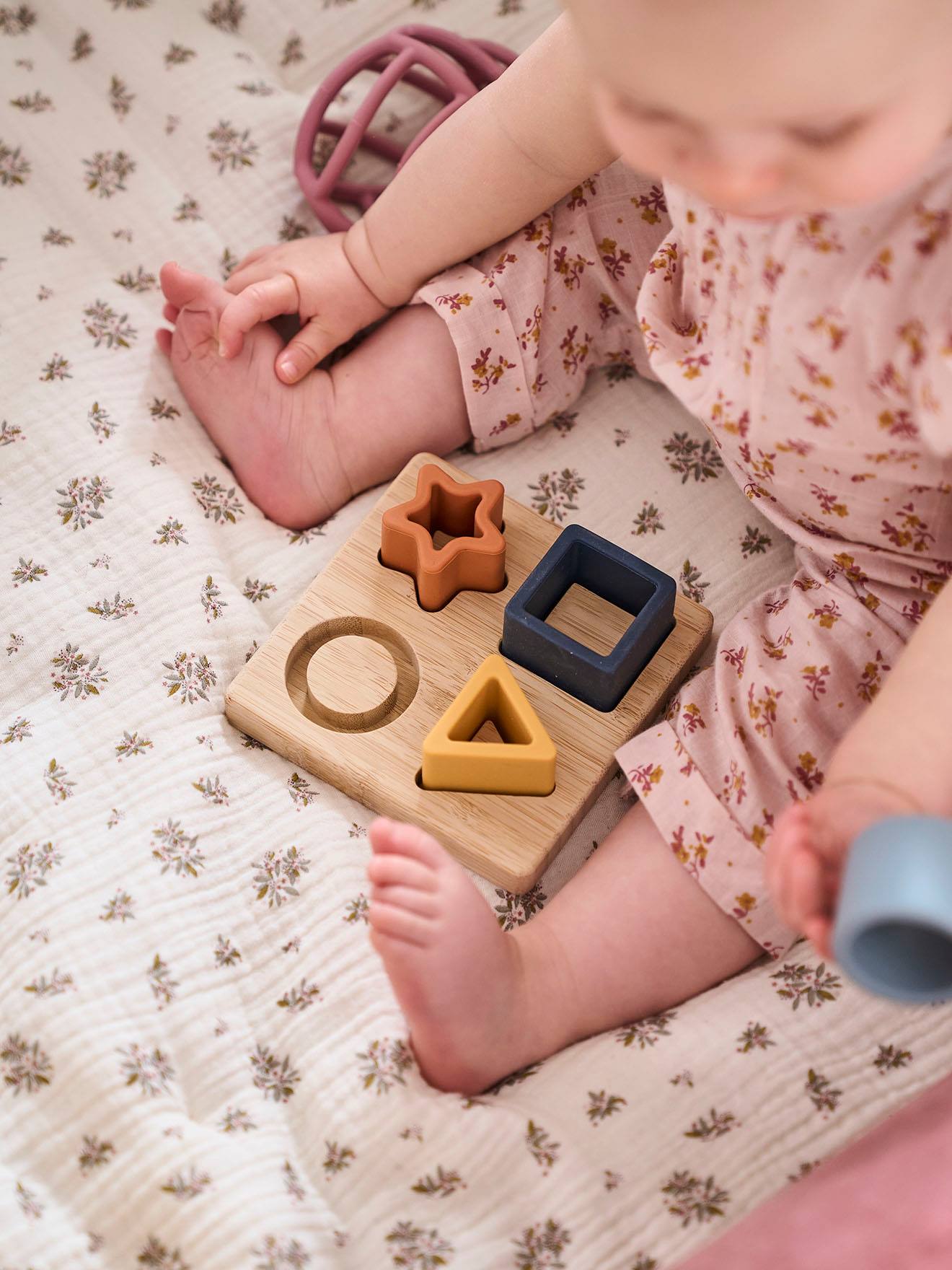 Vertbaudet Baby Spieldecke/ Laufstalleinlage LANDHAUS, wendbar - wollweiß/mehrfarbig