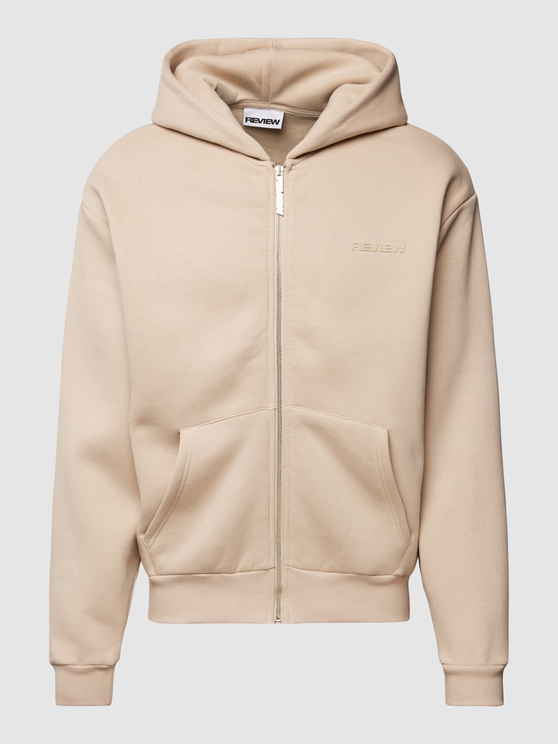 Sweatjacke mit Kapuze in taupe