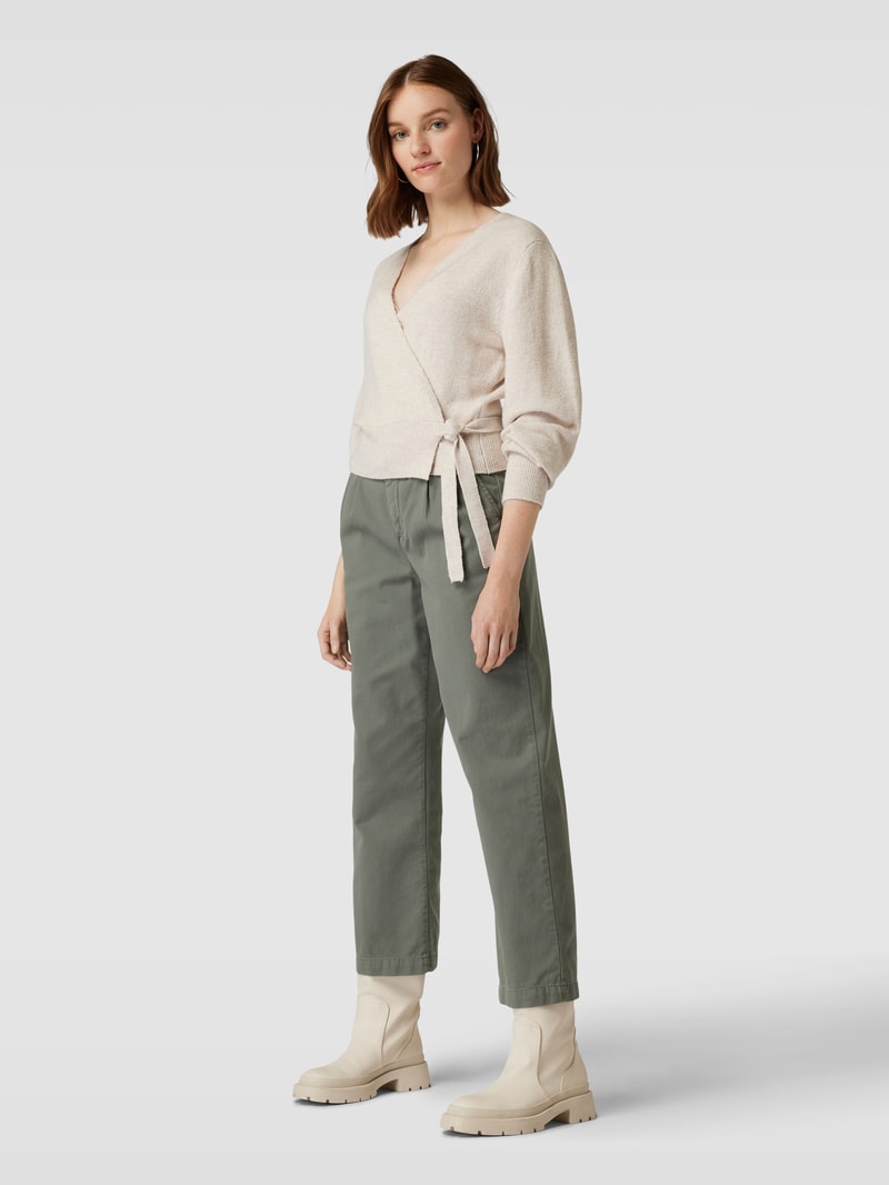 Strickjacke mit Schnürung in offwhite meliert