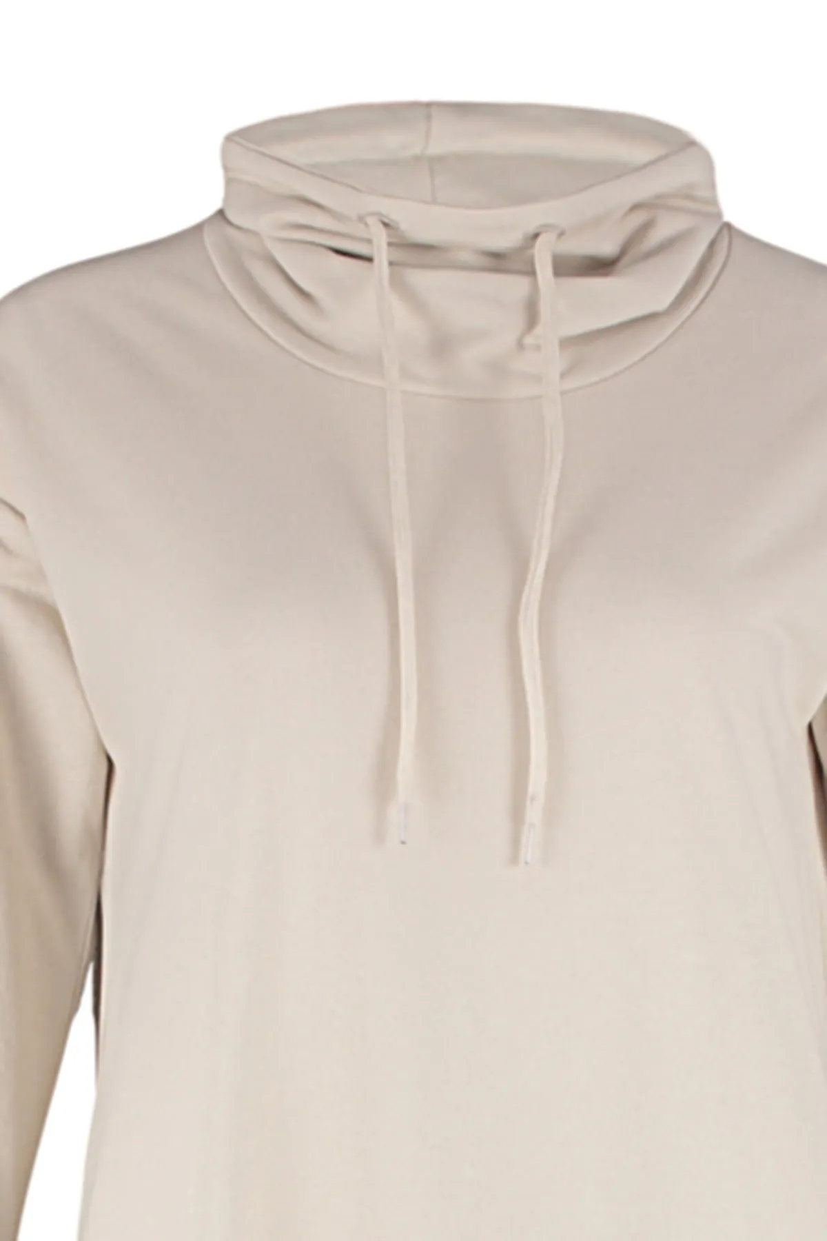 Trendyol Modest  Beiges Maxi-Strickkleid mit Degaje-Kragen und Spitzendetail TCTSS22EB0132