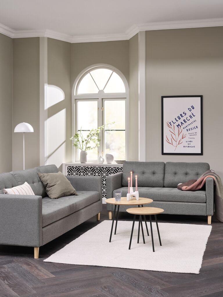 FALSLEV FALSLEV 3 2-Sitzer-Sofagruppe, grauer Stoff