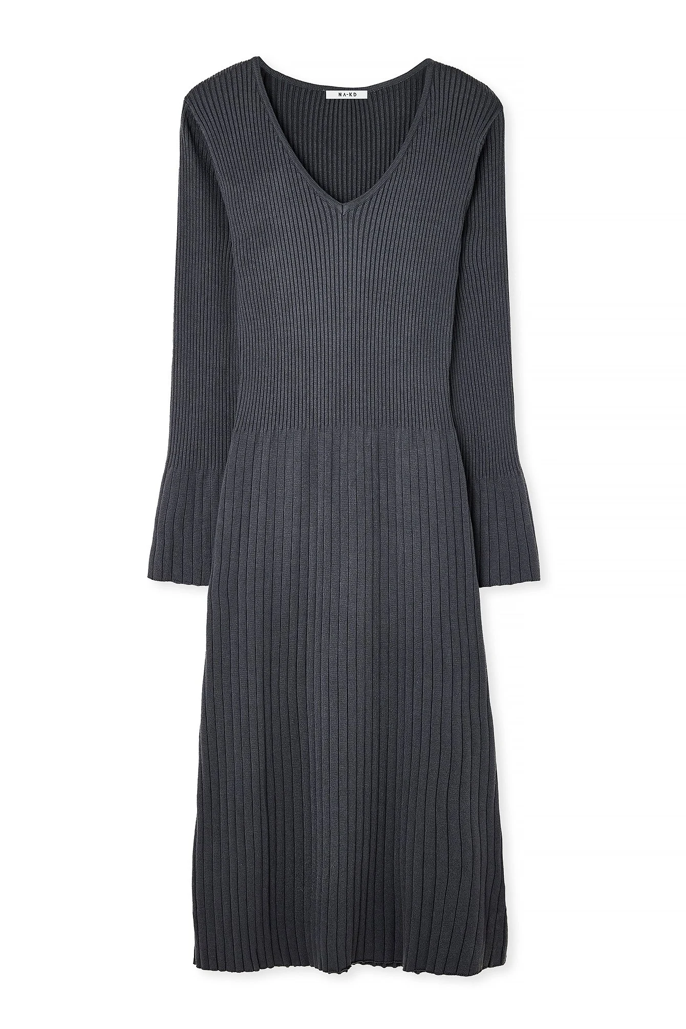 Geripptes Strick-Midikleid