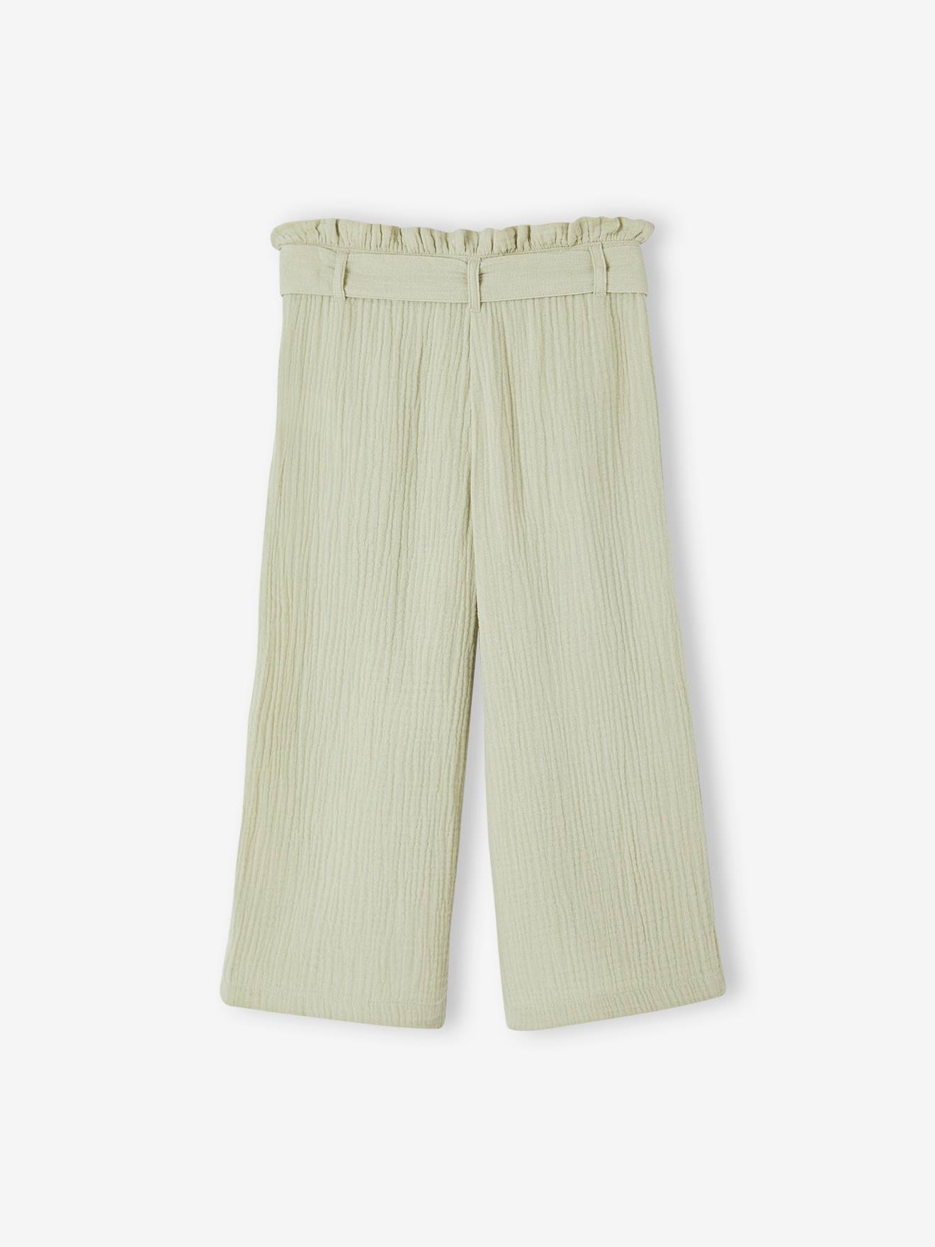 Vertbaudet Mädchen Paperbag-Hose, 7/8 - wollweiß