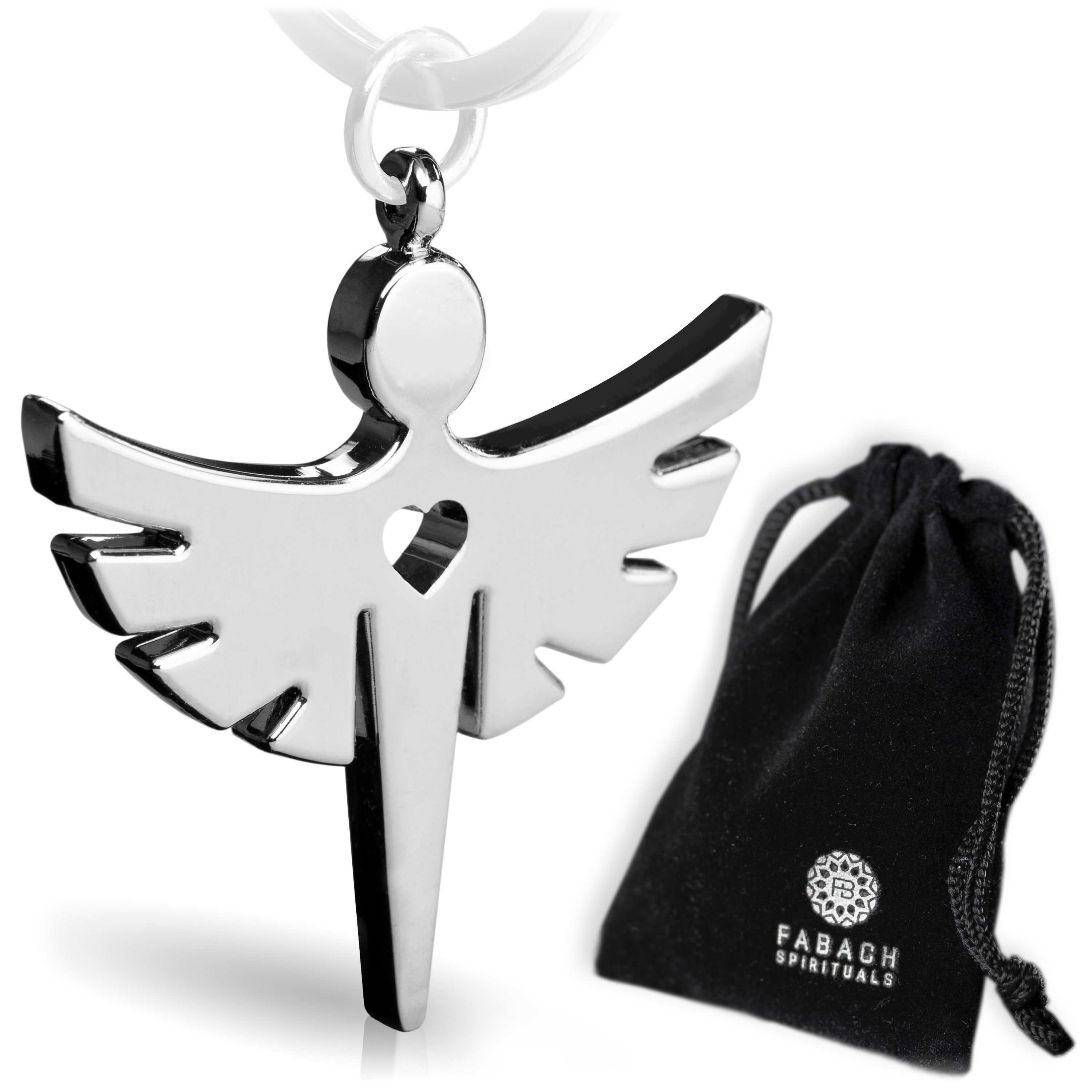 FABACH Schlüsselanhänger Schutzengel Fabiel mit Herz - Engel Anhänger aus Metall