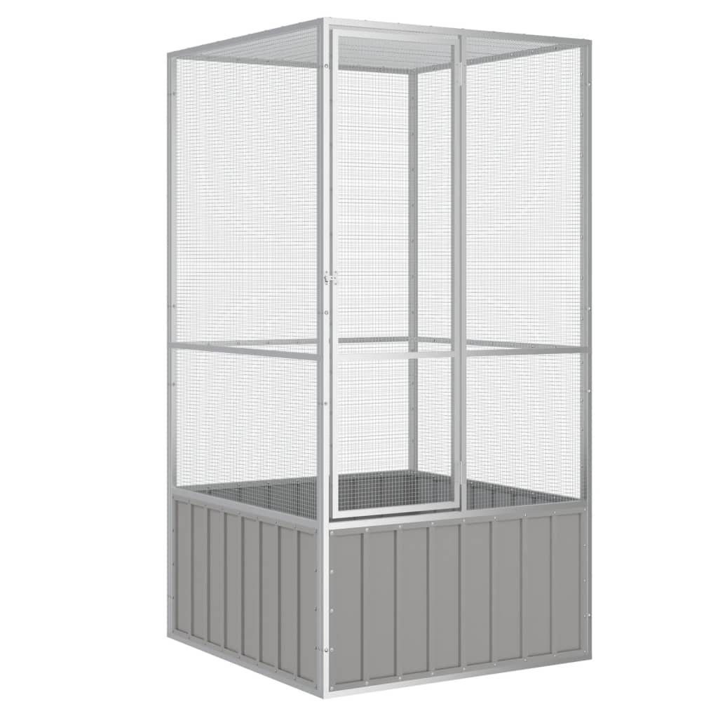 vidaXL Vogelkäfig Vogelkäfig Grau 111x107x211,5 cm Verzinkter Stahl