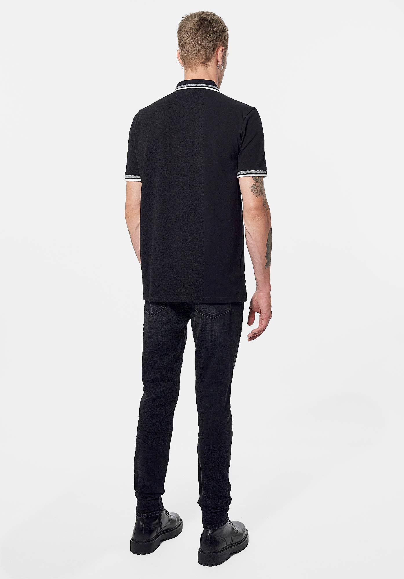 RAYOC  Polo noir Homme en 100% coton bio