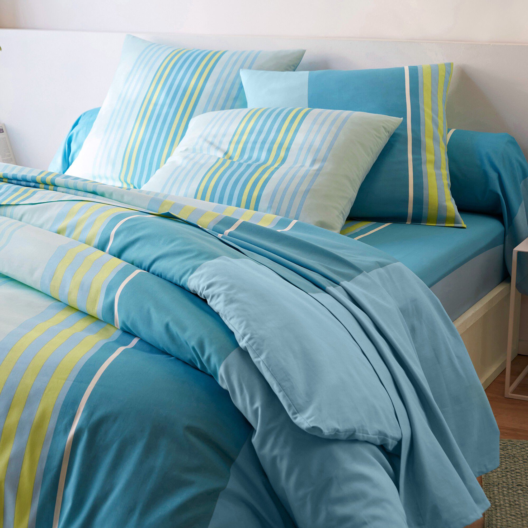 Linge de lit Détroit en coton imprimé rayures