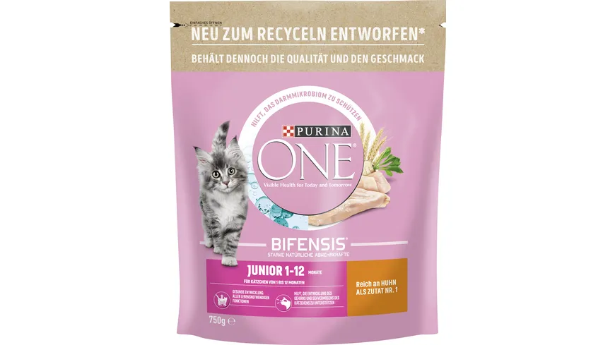 PURINA ONE Junior 1-12 Monate Reich an Huhn 750 g