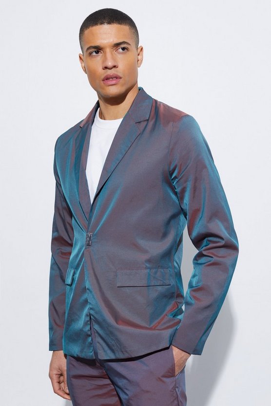 Glänzender einreihiger Slim-Fit Blazer