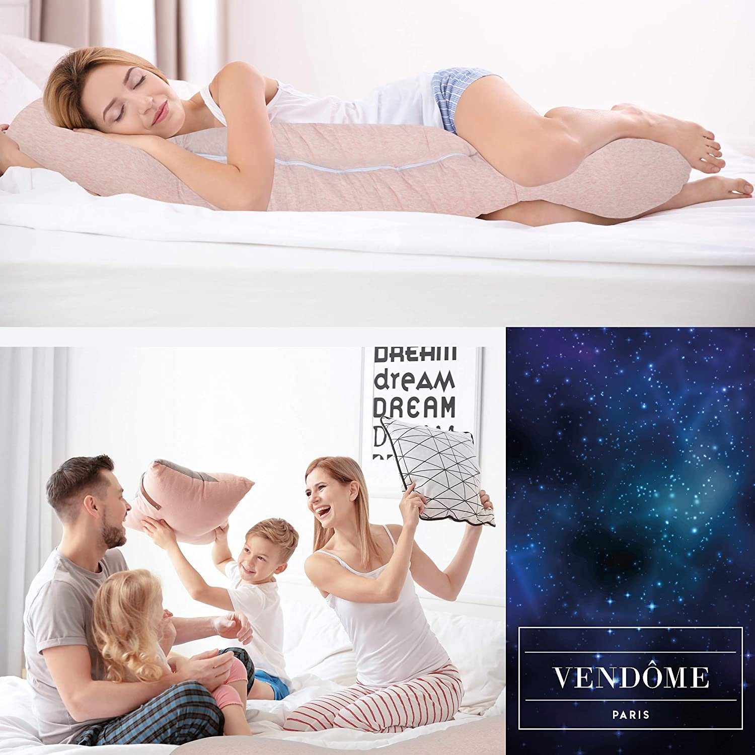 Vendome Seitenschläferkissen Geformtes Seitenschläferkissen Avior, 1-tlg., waschbar, allergikergeeignet und mit einem Bezug aus 100% Baumwolle