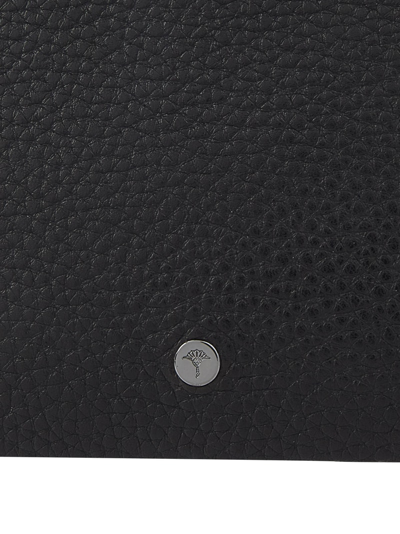 Geldbörse aus Leder mit Logo-Applikation in schwarz