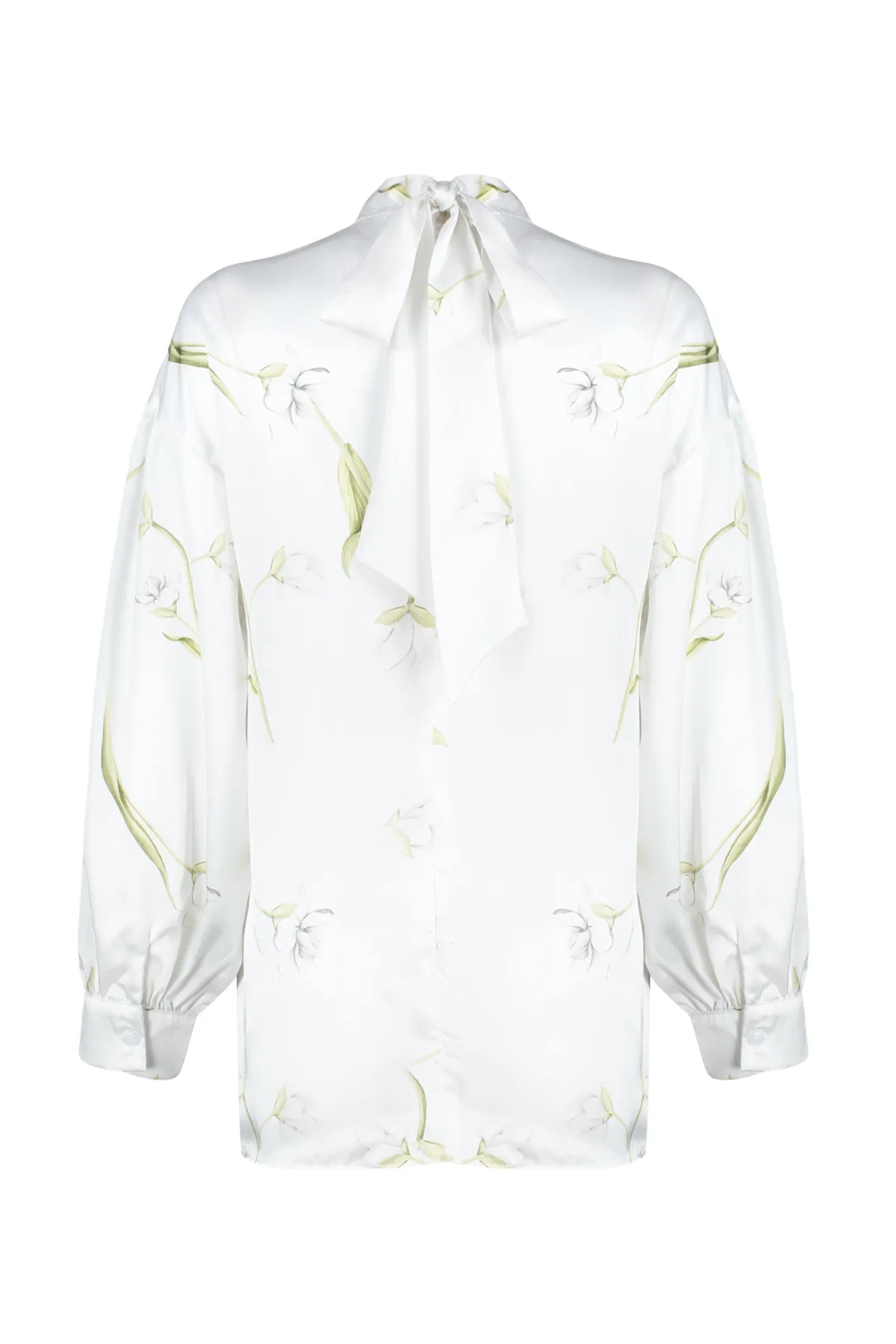 Trendyol Modest  Ecru gewebte Tunika aus Satin mit Blumenmuster TCTSS24UK00019