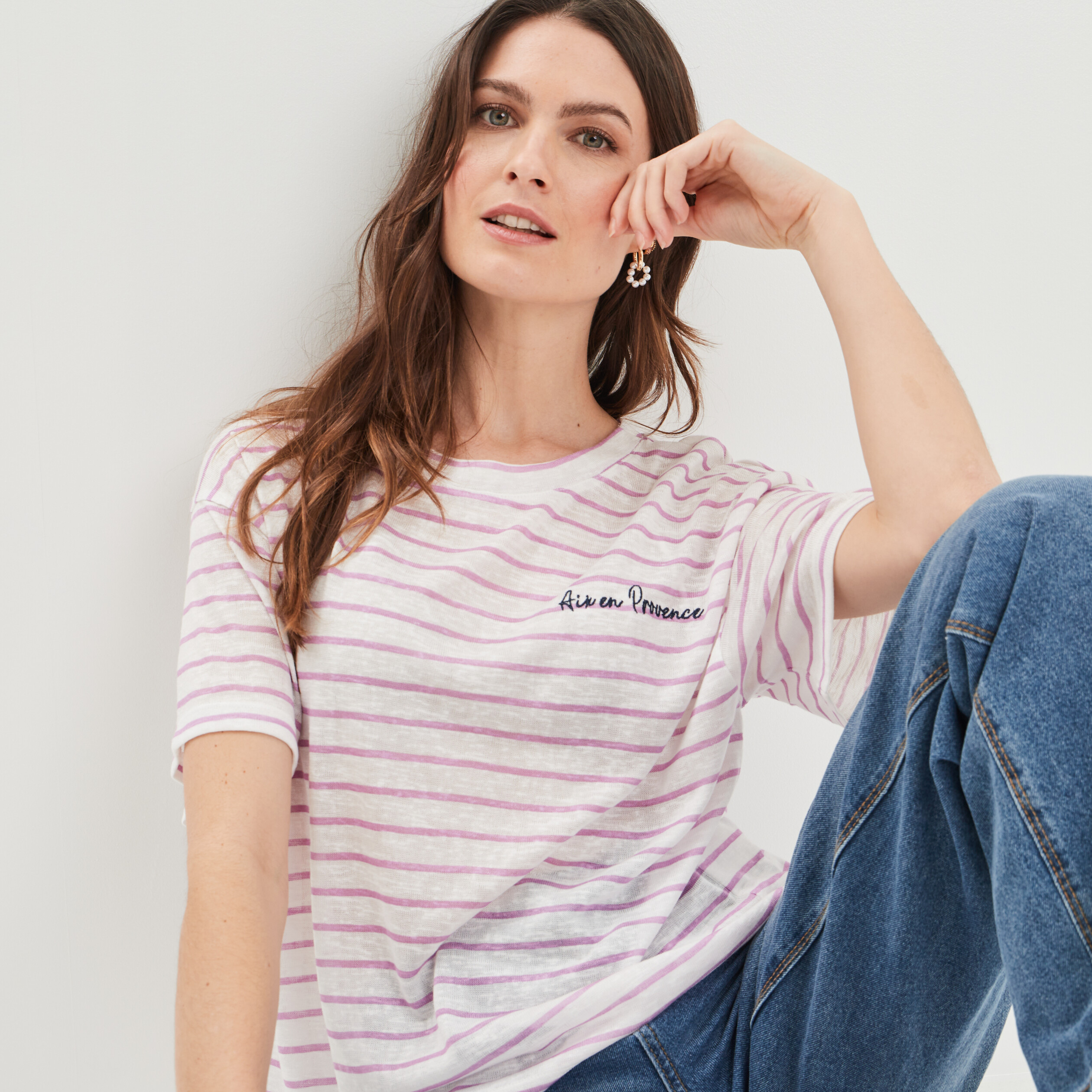 T-shirt manches courtes Creeks parme femme | La Halle