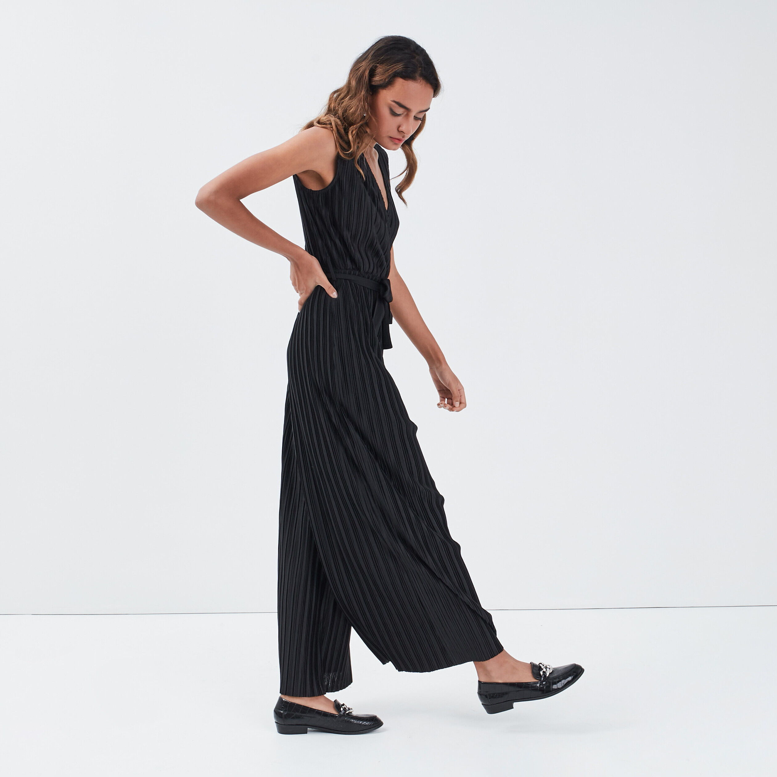 Combinaison pantalon plissée noir femme | Cache Cache