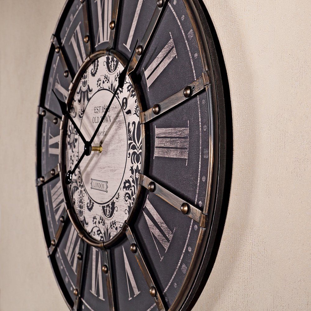 Melko Wanduhr Dekouhr Wanduhr Holzuhr Modern Schwarz Antik Design (Lange, filigrane Zeiger)