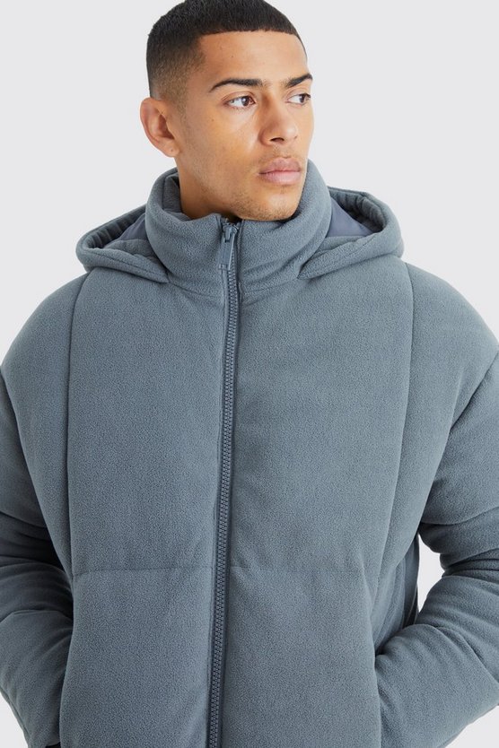 Fleece-Steppjacke mit Kapuze