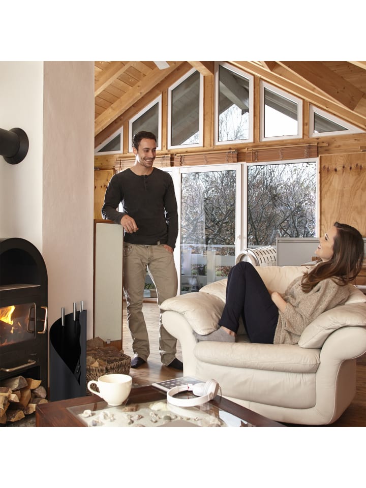 relaxdays 4tlg. Kaminbesteck in Schwarz günstig kaufen onesize