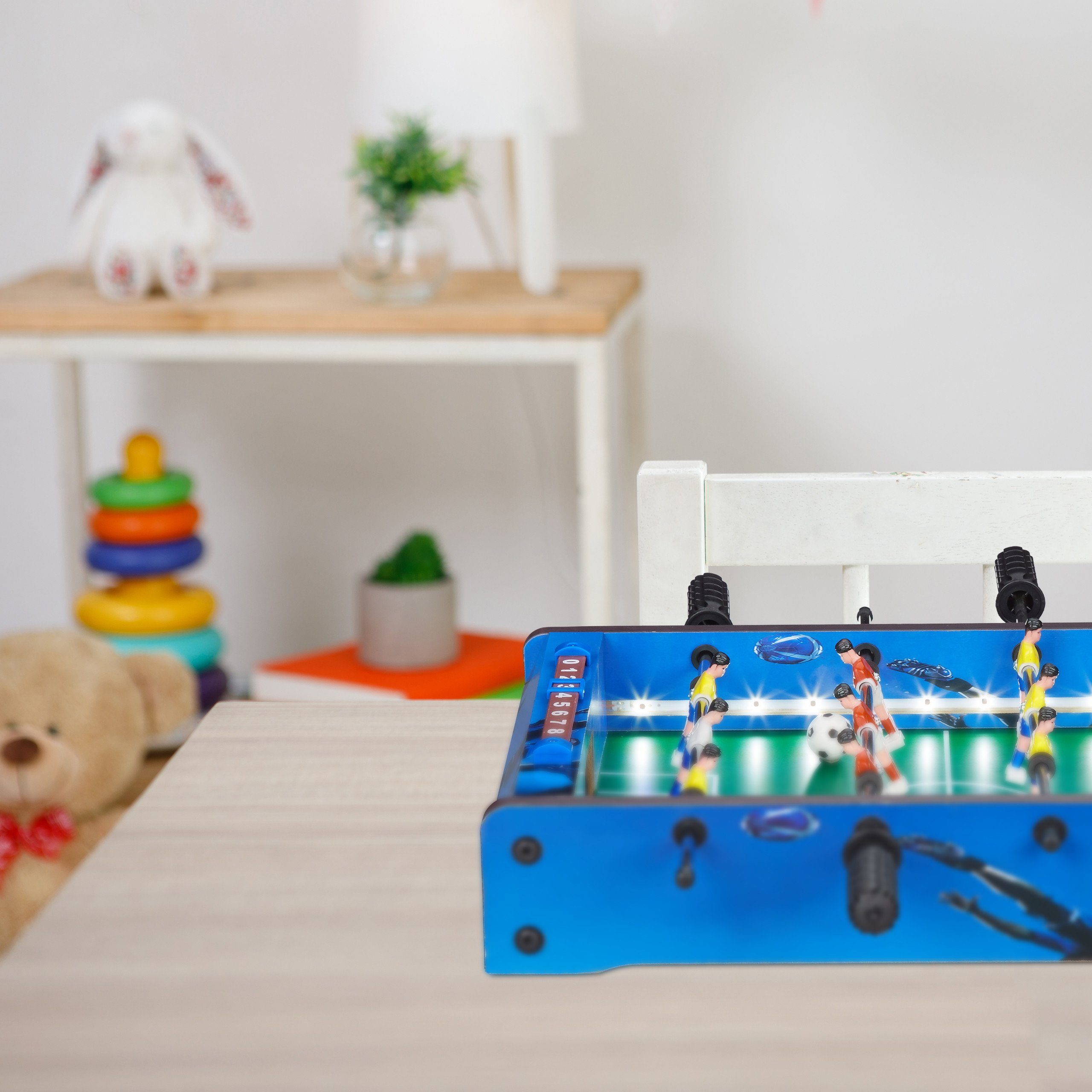 relaxdays Mini-Tischkicker Tischkicker LED