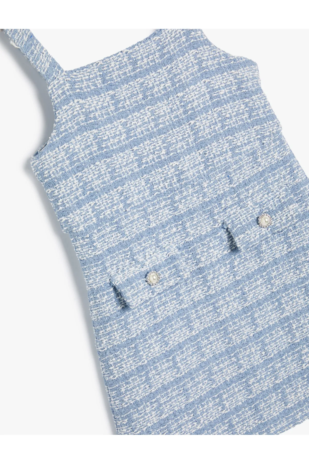 Koton  Tweed-Gilet-Kleid mit Trägern und Perlenknopf-Detail