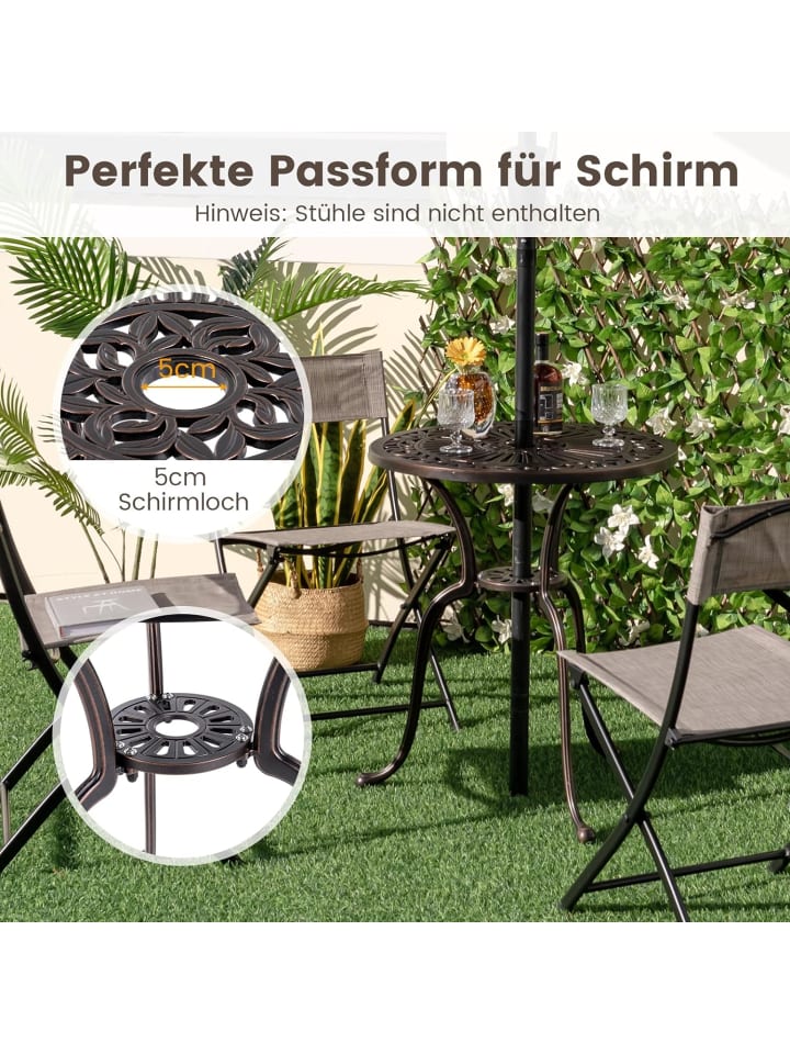 COSTWAY Bistrotisch Aluminiumguss ⌀61cm in Bronze günstig kaufen onesize