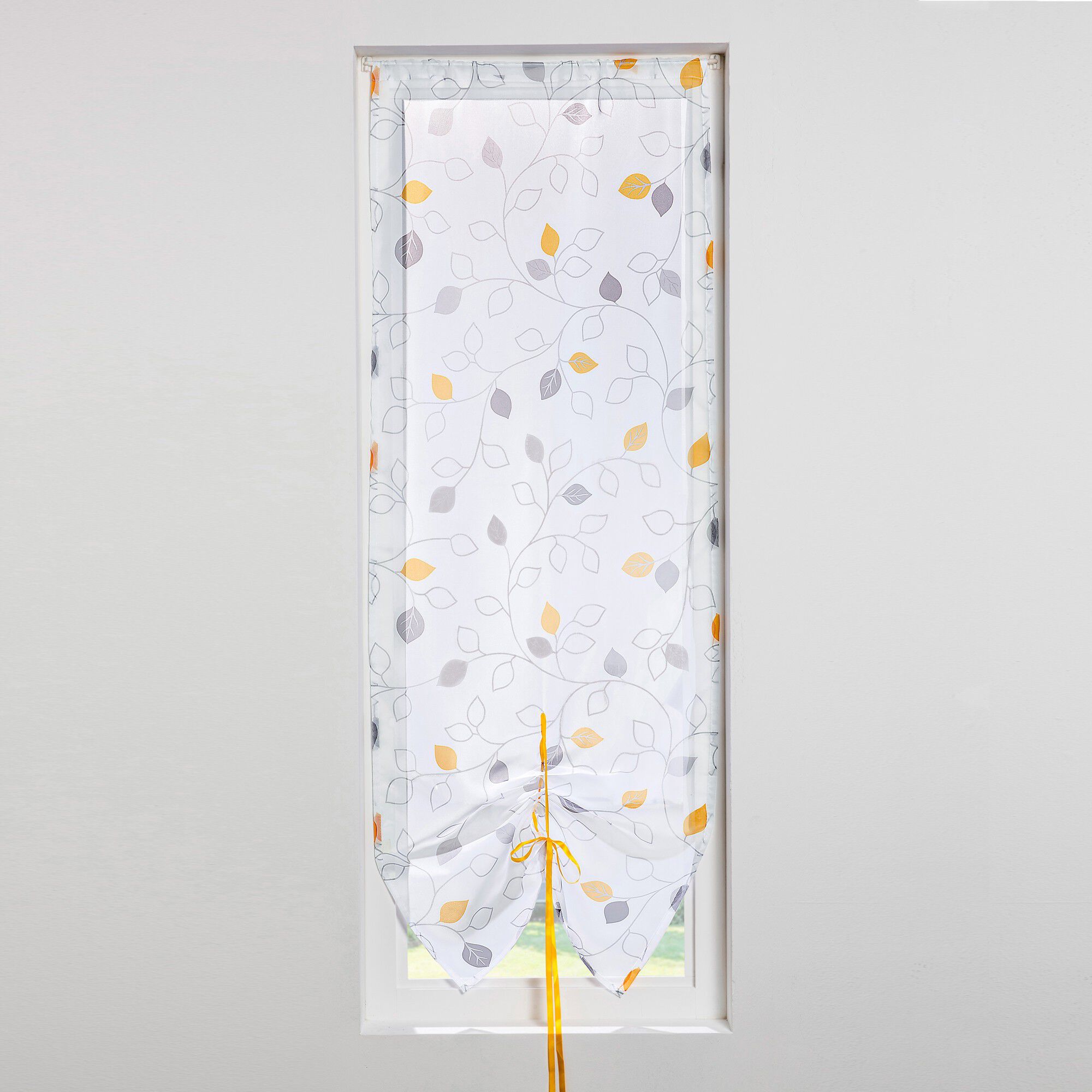 Store vitrage clairière voile imprimé feuilles
