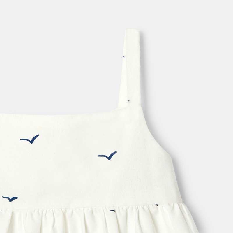 Robe à bretelles en coton bio blanche bébé fille Absorba