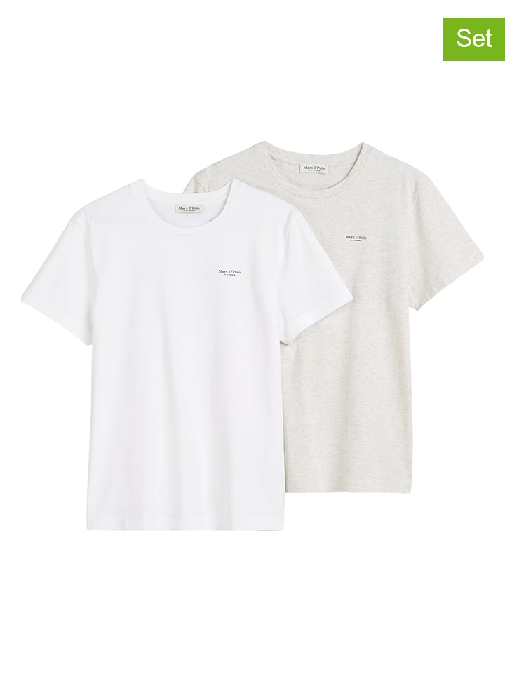 Marc O'Polo 2er Set: Shirts in Weiß/ Grau günstig kaufen