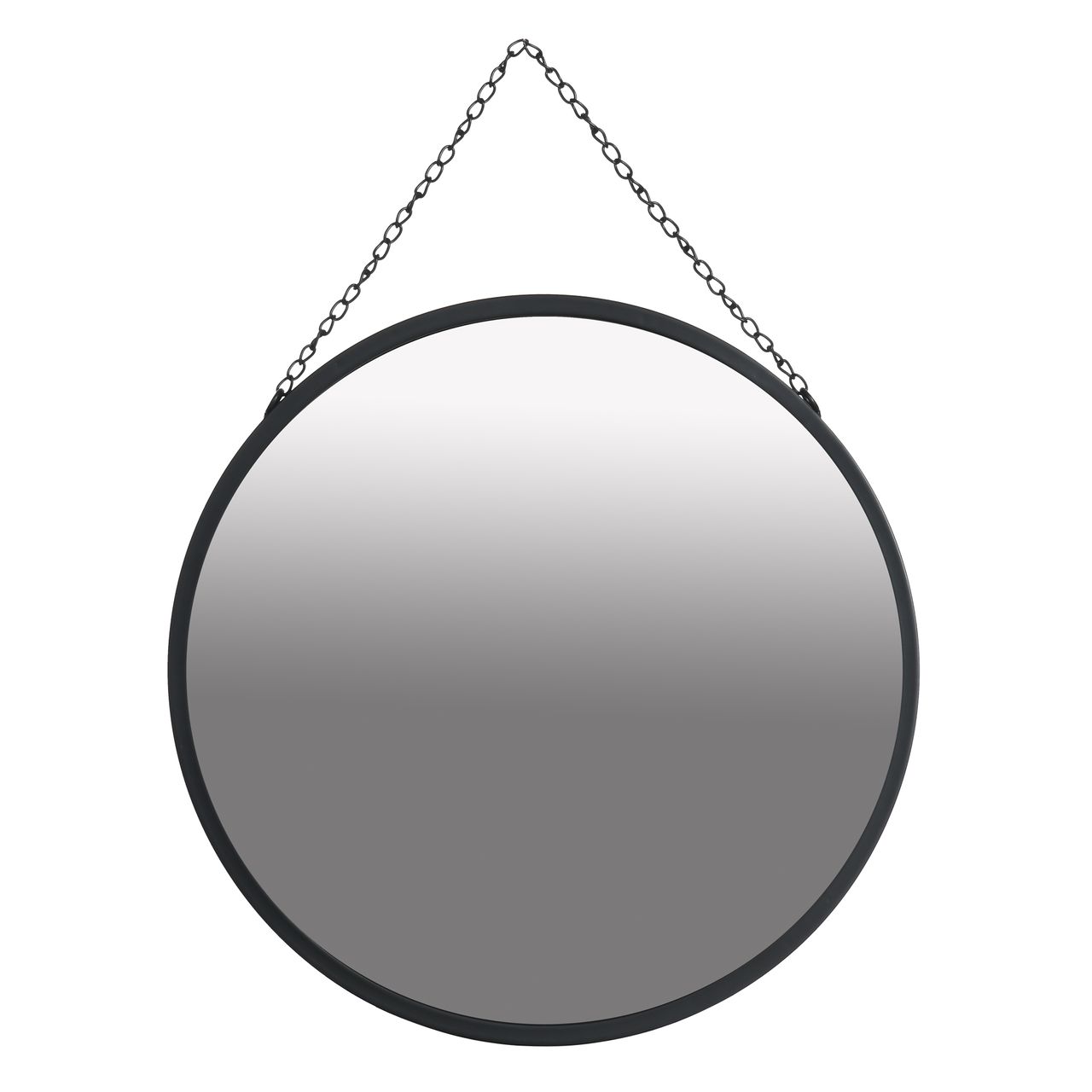 HOMCOM Wandspiegel Schminkspiegel Ø 50 cm Rundspiegel Wohnzimmerspiegel mit dekorativer Aufhängung für Schlafzimmer, Esszimmer, Diele Schwarz Metall Glas
