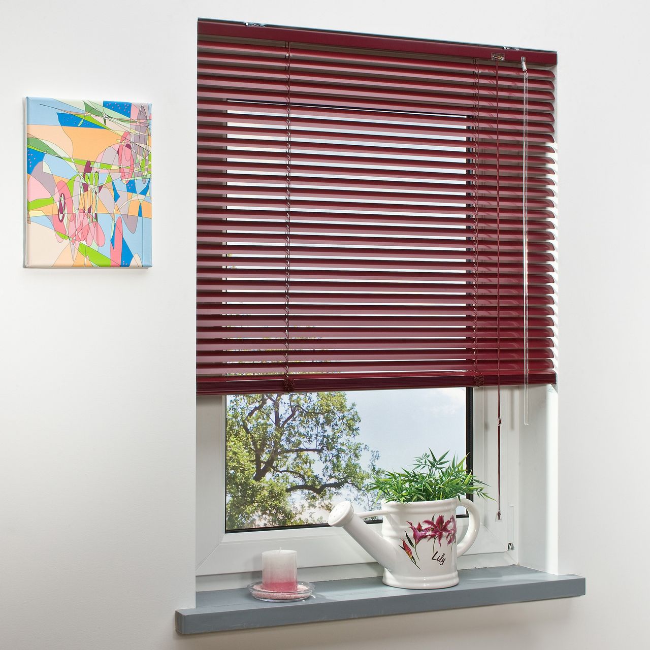 Bella Casa Aluminium-Jalousie, bordeaux, 160 x 50 cm