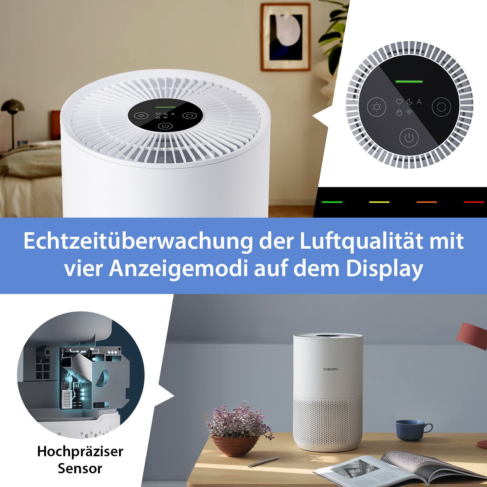 Xiaomi Luftreiniger Smart Air Purifier 4 Compact Luftreiniger, für 27 m² Räume, Removes up to 99.97% Pet Hair, Dust, Viruses & Aerosols