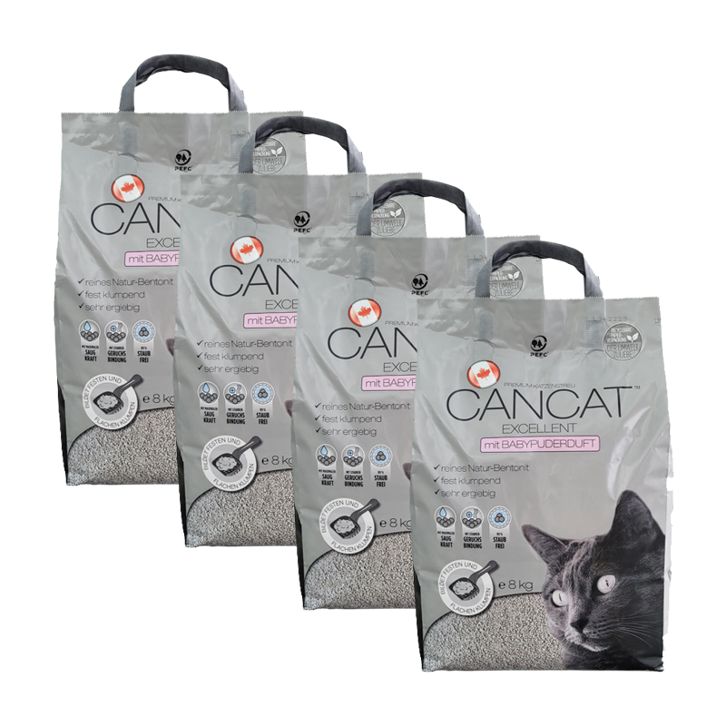 Agros Katzenstreu Agros CANCAT excellent Klumpstreu mit Babypuderduft 4x8 kg