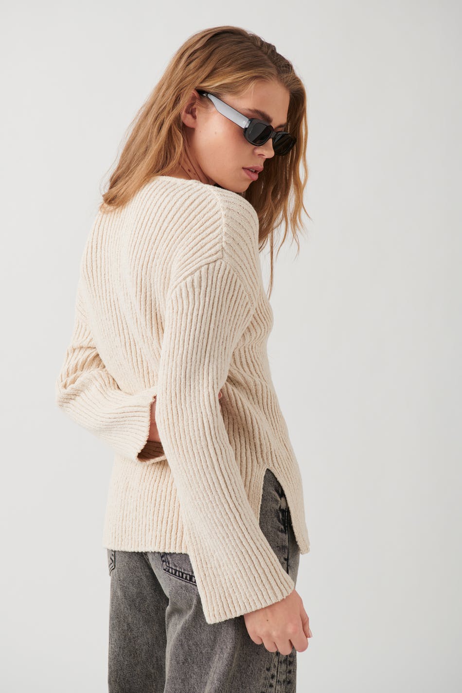 Knitted boatneck sweater