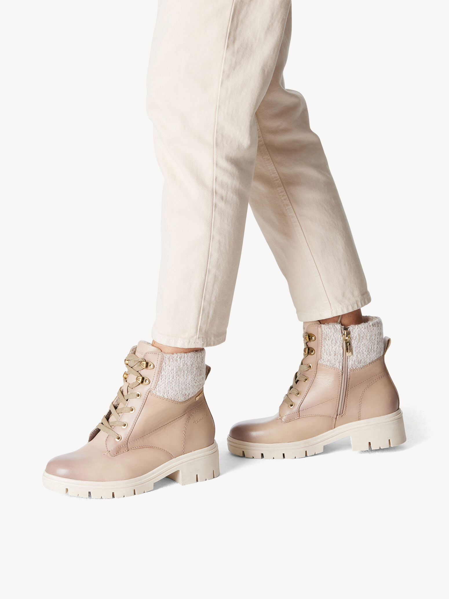 Bottine en cuir - beige